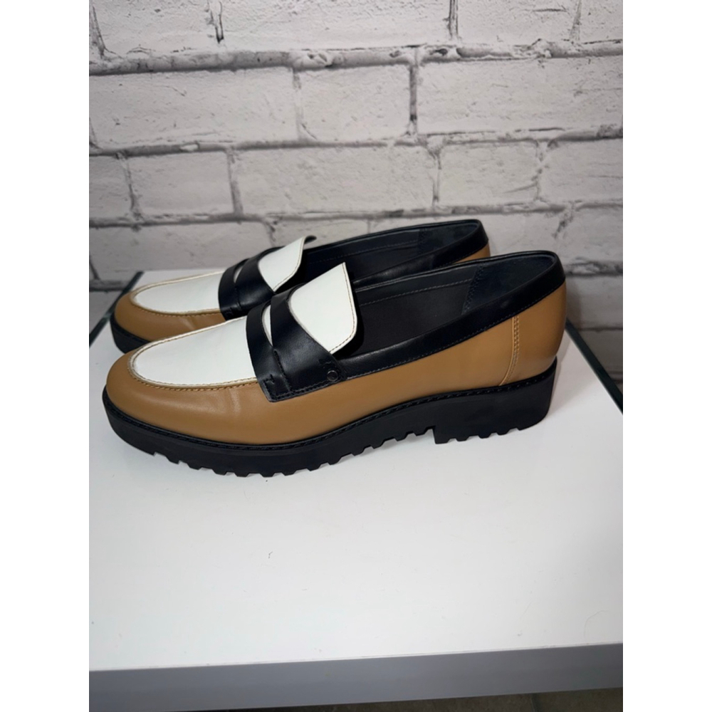 Women's Franco Sarto Cassandra Platform Penny Loafers Size 10 Brown White Black - Picture 5 of 10